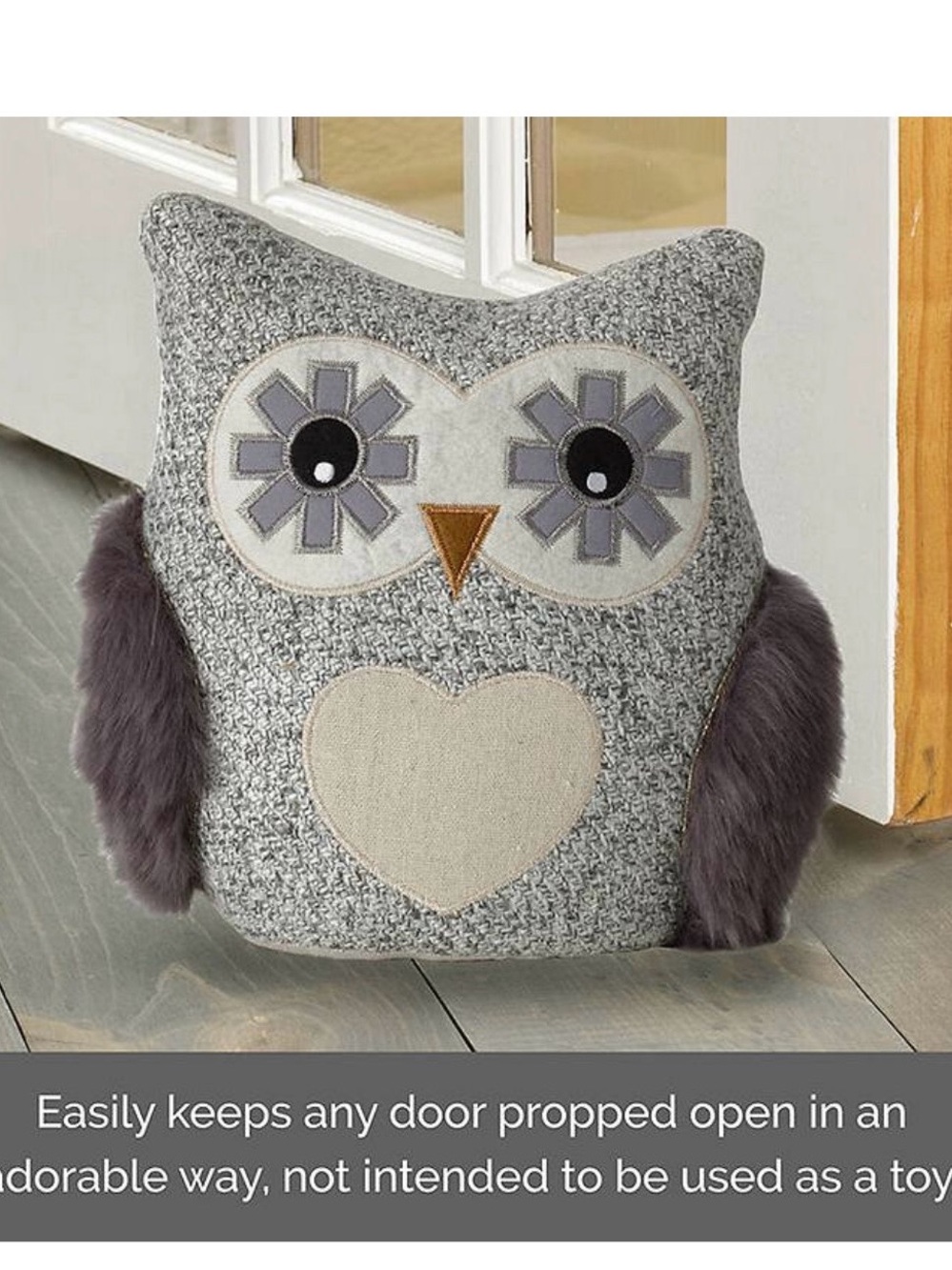 🦉 NWT Elements Gray Owl Decorative Weighted Door Stopper Plush Home Décor